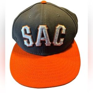SAC Sacramento CA Rivercats Retro New Era 7 3/8 Fitted Baseball Hat MINTY